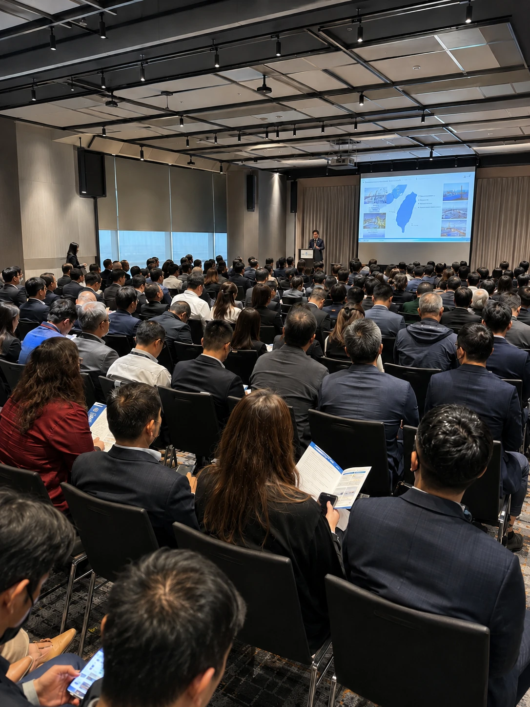 台日企業交流と市場開拓を想定したセミナー会場のイメージ